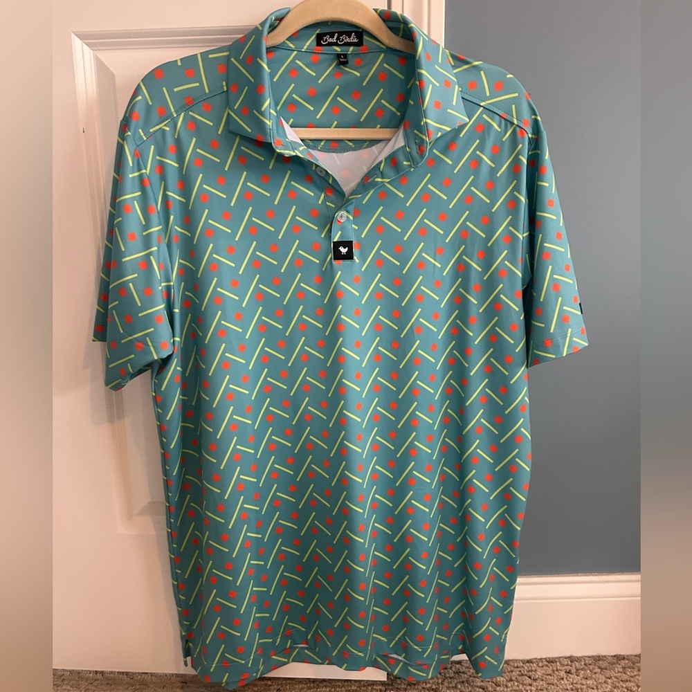Bad Birdie Men's Polo - Geometric Print size Large